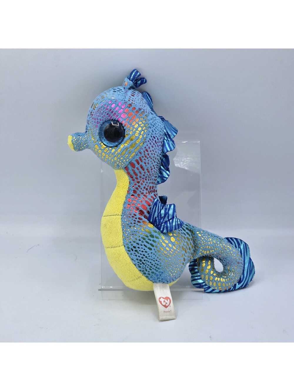 Neptune Seahorse Ty Beanie Boos Plush Stuffed Animal 8" Big Eyes Blue 2015